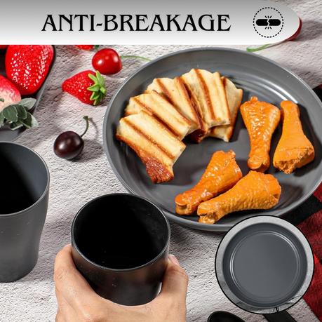 Bestby Wheat Straw Dinnerware Set for Families, Camping, Picnics 32-Piece - Image 7