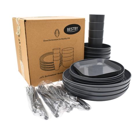 Bestby Wheat Straw Dinnerware Set for Families, Camping, Picnics 32-Piece - Image 8