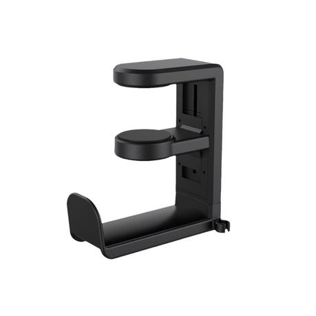 AICOM - Resin Headphone Stand With 360 Rotating Display & Cable Holder - Black