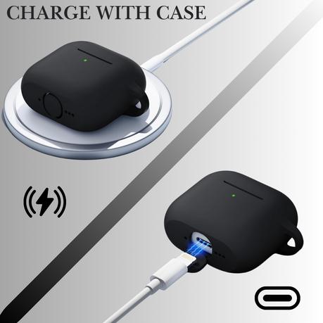 AICOM - AirPods 4th Gen Silicone Case with 3-in-1 Cleaning Kit & Carabiner - Black - Image 4