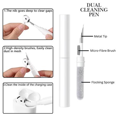 AICOM - AirPods 4th Gen Silicone Case with 3-in-1 Cleaning Kit & Carabiner - Black - Image 5