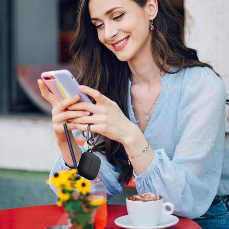 AICOM - AirPods 4th Gen Silicone Case with 3-in-1 Cleaning Kit & Carabiner - Black - Image 6