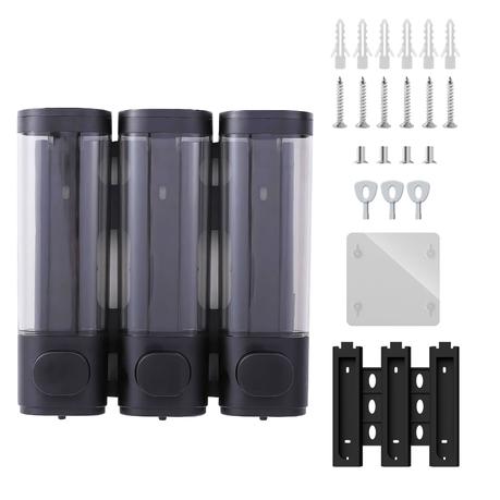 Bestby - 3x300ml Shampoo, Conditioner, Bath Lotion, Liquid Soap Dispenser - Black