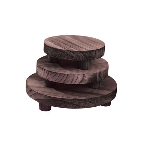 Bestby - Rustic Wooden Plant Display Stands for Indoor Décor & Plants 3Pack - Black