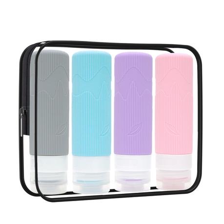 Bestby - 4 Piece Silicone Travel Bottles Set - Refillable Toiletry Containers