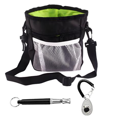 All-in-One Pet Training Treat Pouch Bag with Whistle & Dual Clicker