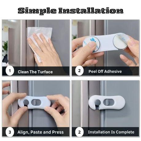 5 Piece Cabinet Safety Locks - PVC Baby Proofing for Drawers & Doors - Image 3