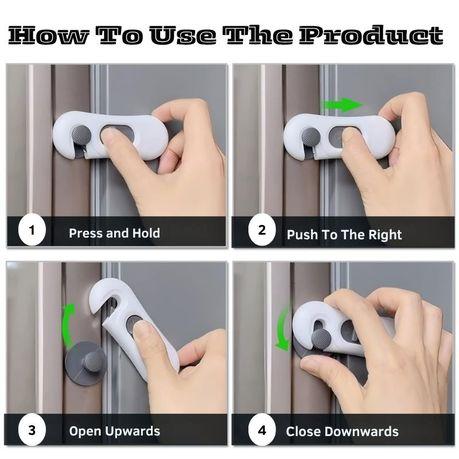 5 Piece Cabinet Safety Locks - PVC Baby Proofing for Drawers & Doors - Image 4