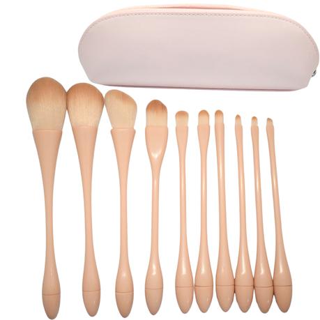 Bestby - 10-Piece Pink Makeup Brush Set with Carry Bag