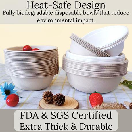 350ml White Biodegradable Disposable Paper Pulp Bowl (100 Pack) - Image 5