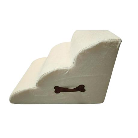 Bestby - Three-Level Linen Pet Stairs for Small & Medium Dog Cat - Beige