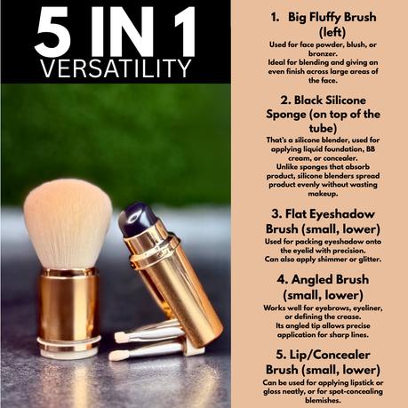 Bestby- 5-in-1 Pocket-Sized Portable Makeup Brush & Applicator Travel Set - Image 2