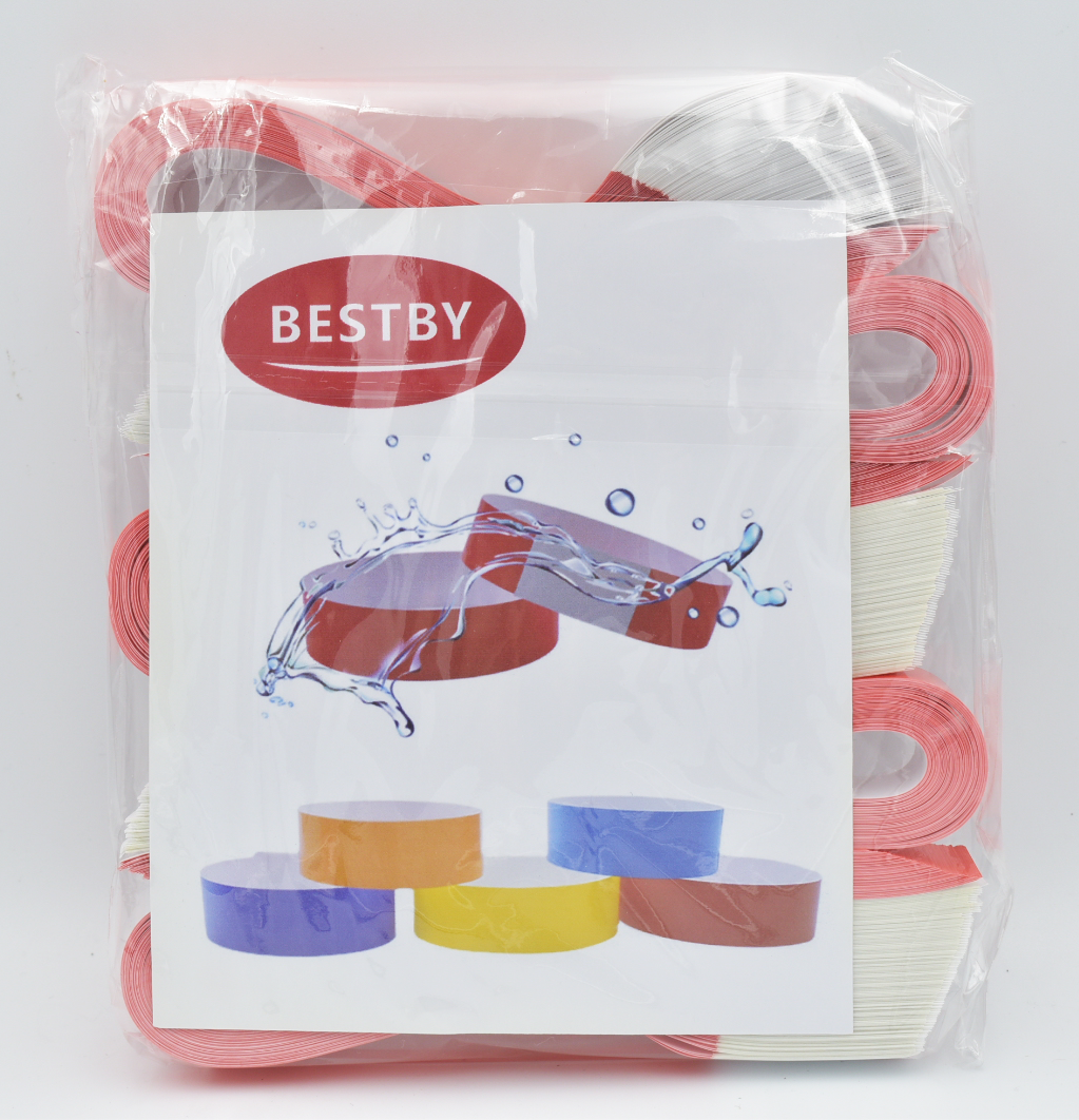 Bestby - Paper Ticket Wristbands for Event/Concert/Party (500 PCS) - Red - Image 2